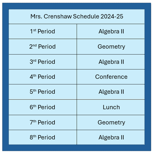 Crenshaw Schedule